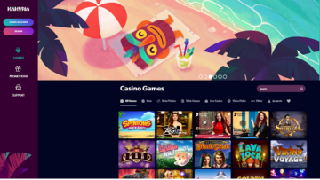 page d'accueil du casino kahuna