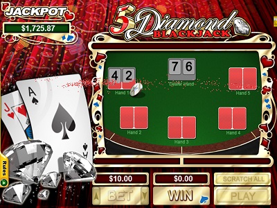 Jeu de spécialité RTG Scratchcard 5 Diamond Blackjack